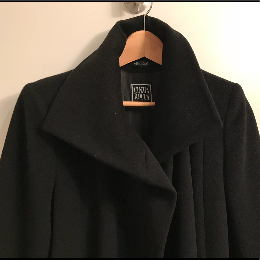Cinzia Rocca Long Wool Angora Funnel Neck Coat